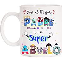 FUNNY CUP Taza Eres un Gran Padre y un Super Abuelo Taza de Regalo para el día de los Padres o Abuelos. Ideal para…